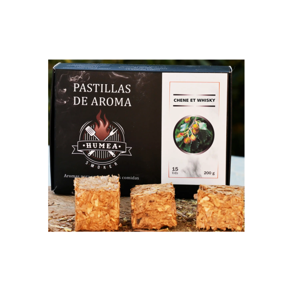 Bois naturel de fumage arôme CHÊNE ET WHISKY (cubes compressés) - Boîte de 200 Grs